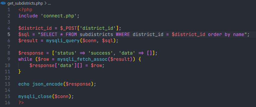 multiple dropdown จังหวัด อำเภอ ตำบล รหัสไปรษณีย์